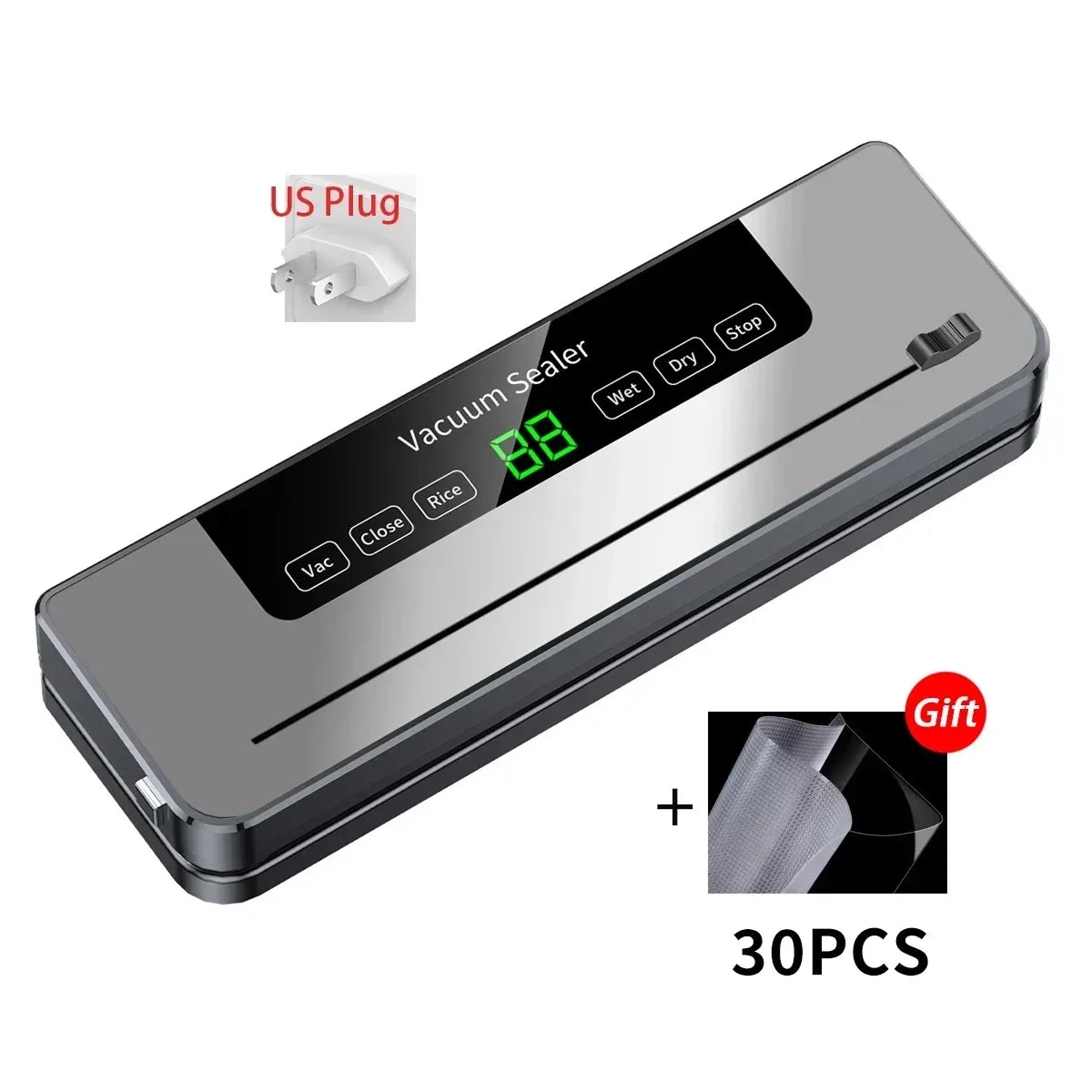 Electric Vacuum Sealer + Vacuum Bags Food Storage Seal Touch Button Dry/Wet Built-in Cutter Kitchen Food Sealing Vacuum Packaging Machine Home Kitchen Accessories