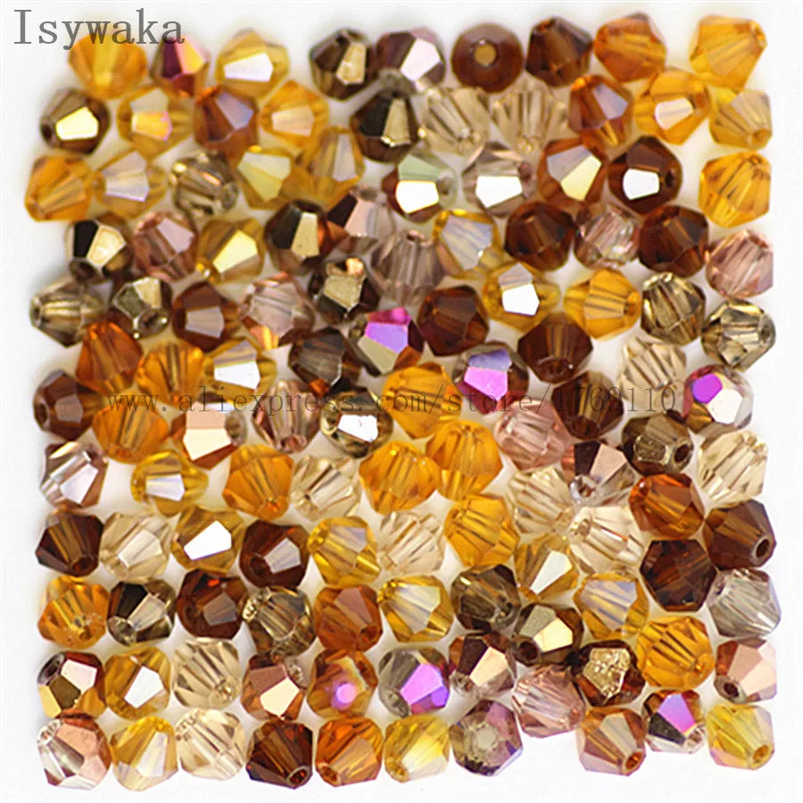 33 Colors 100 PCS Set Blue Multicolor 4mm Bicone Austria Crystal Beads Charm Glass Beads Loose Spacer Bead for DIY Jewelry Making Apparel Accessories Tools Set