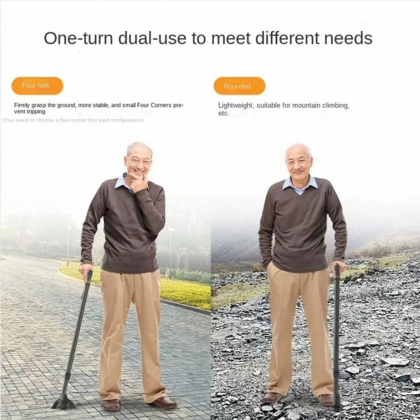 Ultra-Light Retractable Carbon Fiber with Lamp Handle Night Hiking Booster Walking Anti-Slip Breaking Four-Legged Stable Armrest Stick Column Stick Device