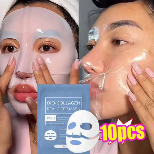 NEW Buy 5 Get 5 Free Korean Bio Collagen Face Mask Anti Wrinkle Fade Face Fine Line Lift Firm Skin Anti-Aging Brighten Skin Care Korean Cosmetics