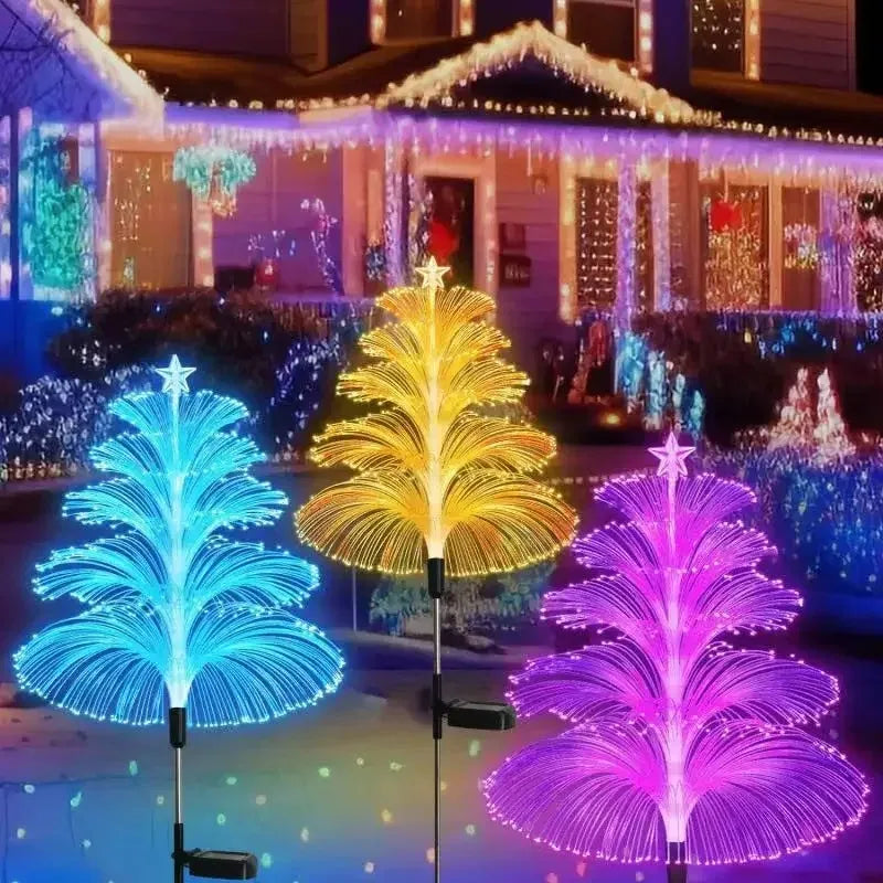 3/5 Layers Outdoor Solar Jellyfish Lights - Waterproof 1-5 Layer Fiber Optic Decor for Garden Pathway, Lawn Patio Landscape Lighting