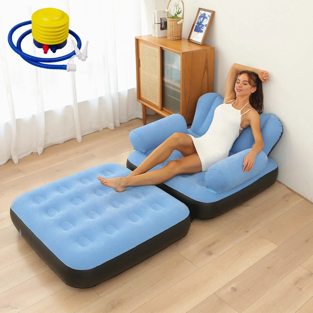 Low-Price Sales are Limited NEW Arrivals Inflatable Leisure Bean Bag Sofa, Lazy Couch Bag Chair Outdoor Camping Folding Lounger Bed Puff Up Seat, Pouf Bag, Tatami with Footstool Home Furniture Supplies