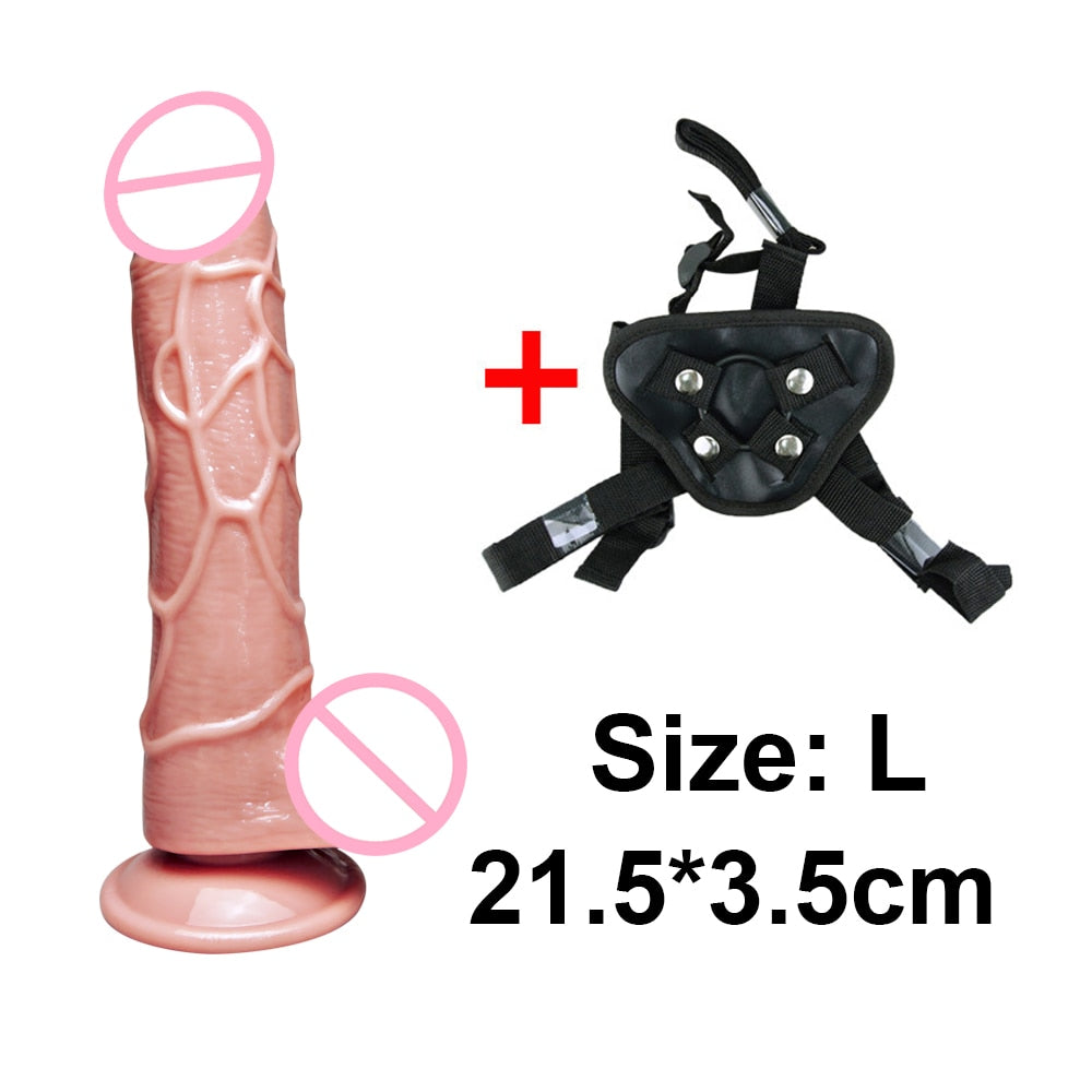 Harness Women Panties Realistic Penis Cock Strap-On Strapon Dildo With Suction Cup Dildo Belt Harness Sex Toys for Lesbian