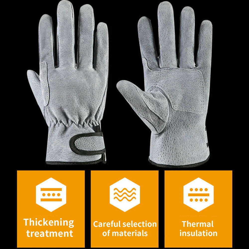 NEW Arrivals Gray Gloves Leather Sports Cycling Multifunction Workers Work Welding Safety Protection Garden Sports Motorcycle Driver Wear-Resistant Wood Cutting