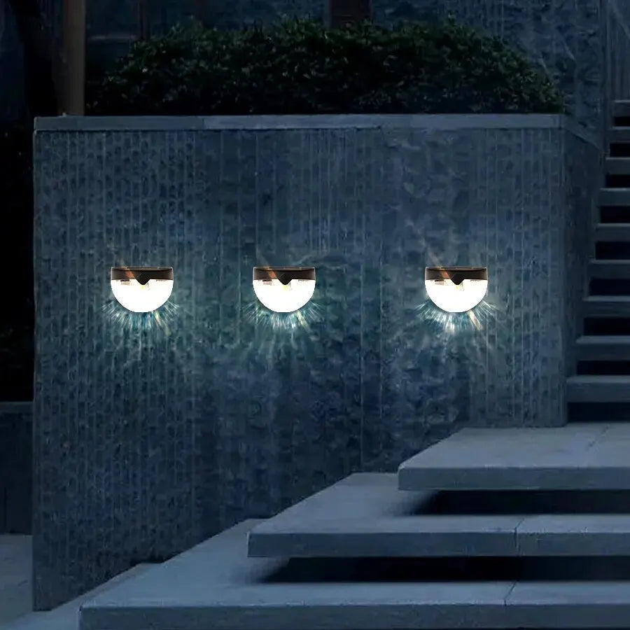 2 Pcs LED Solar Fence Lights Outdoor Waterproof Wall Lights Corrugated Tungsten Lamp for Terrace Garden Path Decorative