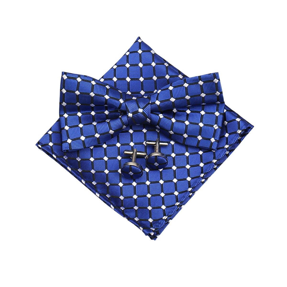 3 PCS Set 55 Colors Luxury Paisley Bowtie Suit Man Bow Tie Pocket Square Cufflinks Wedding Bowknot Accessories Butterfly Neckwear Adjustable Adult Ties