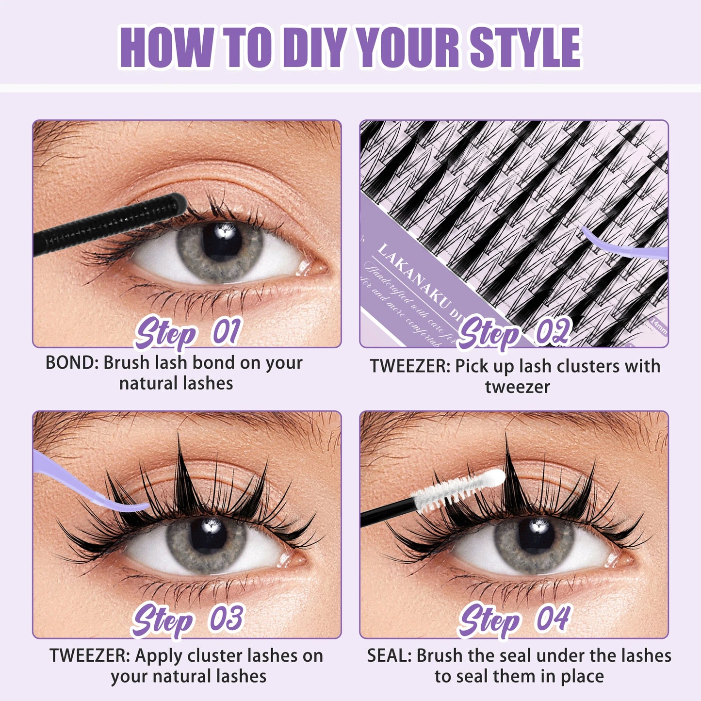 NEW  168 Fans Dry Cluster Lashes Cat Eye Lashes Invisible Band Premium Mink Manga Lash Clusters Women Cosmetic Accessories