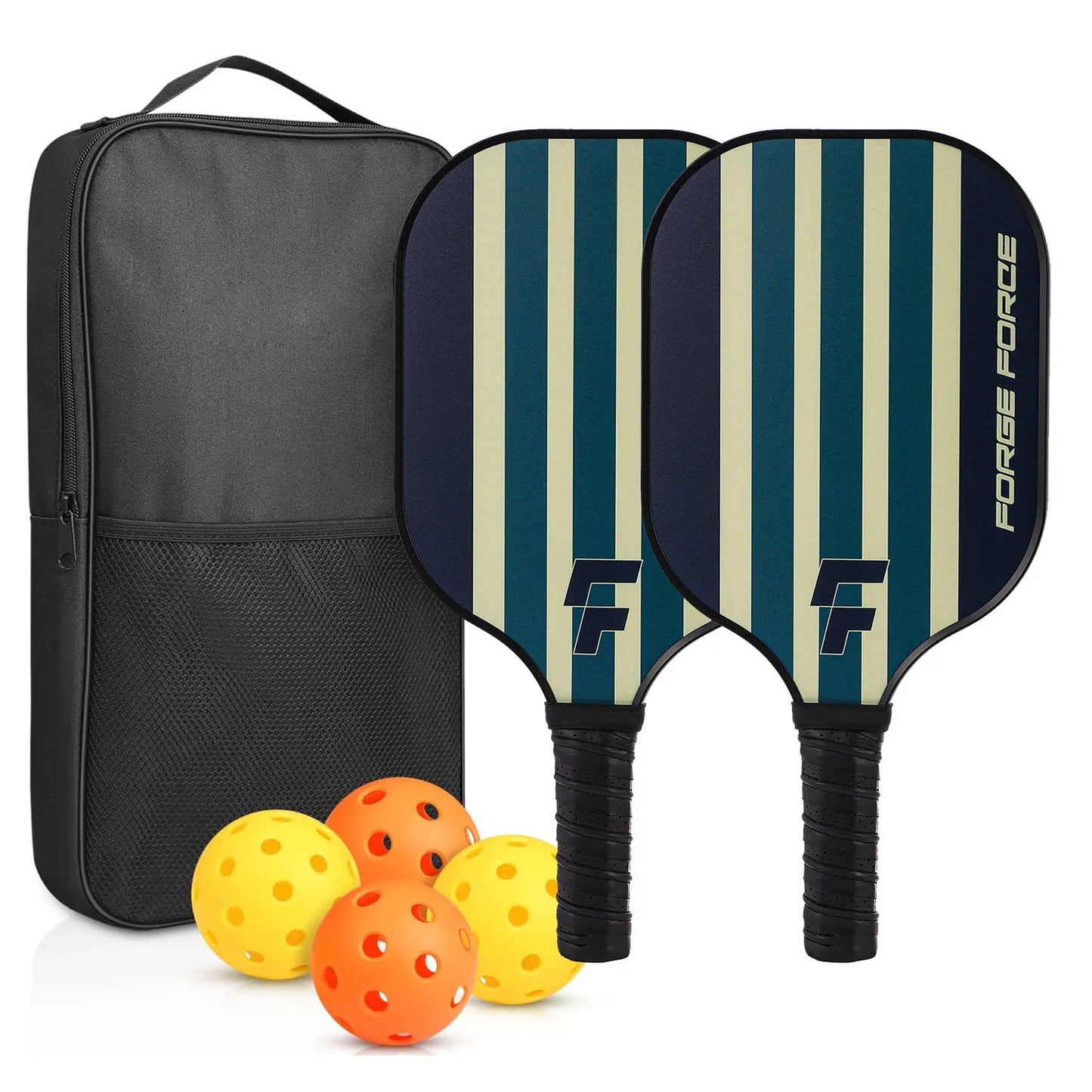 NEW Full Set Professional Fiber Glass Top Quality Pickleball Paddles Set of 2 USAPA Approved Fiberglass Pickle Ball Paddles with 4 Pickle Balls Durable Beach Rackets for Beginners Sports Accessories