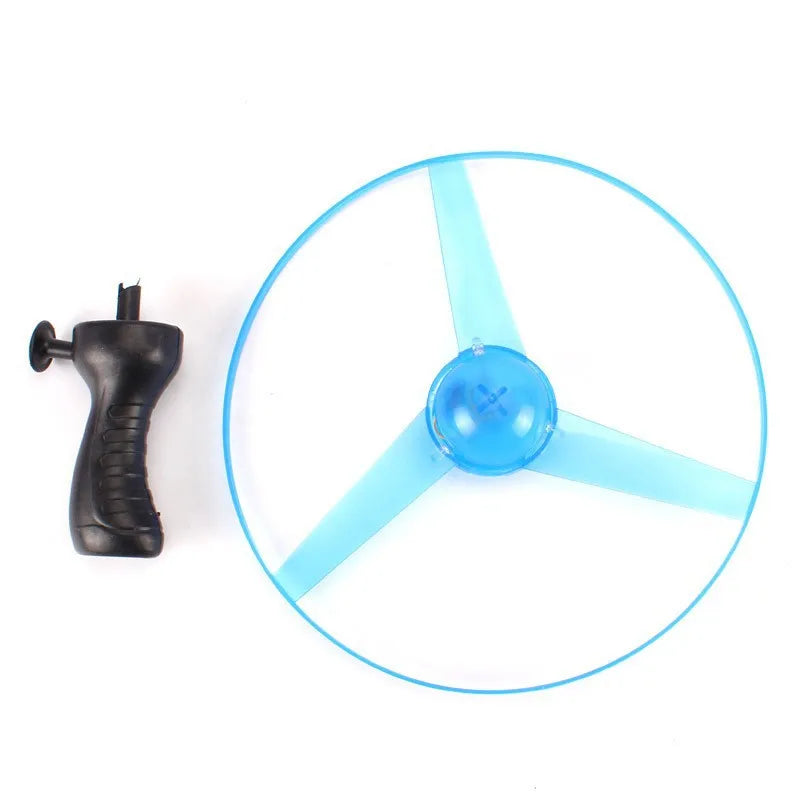 Children Kids Luminous Flying Disc Propeller Toys LED Lighting Pull String Flying UFO Toy Spinning Top Outdoor Game Sports Toy Gift