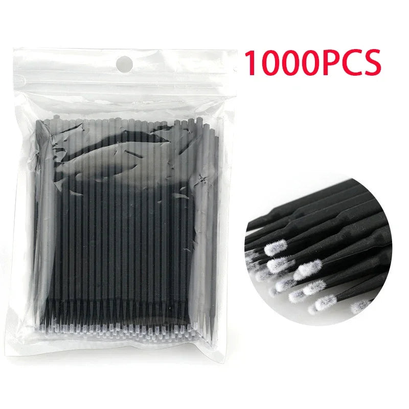 500/1000PCS 4 Colors Eyelash Wool Fiber Cleaning Brush Highly Colorful Crystal Brush Eyelash Micro Brush Beauty Makeup Clean Remover Tool Women Cosmetic Accessories