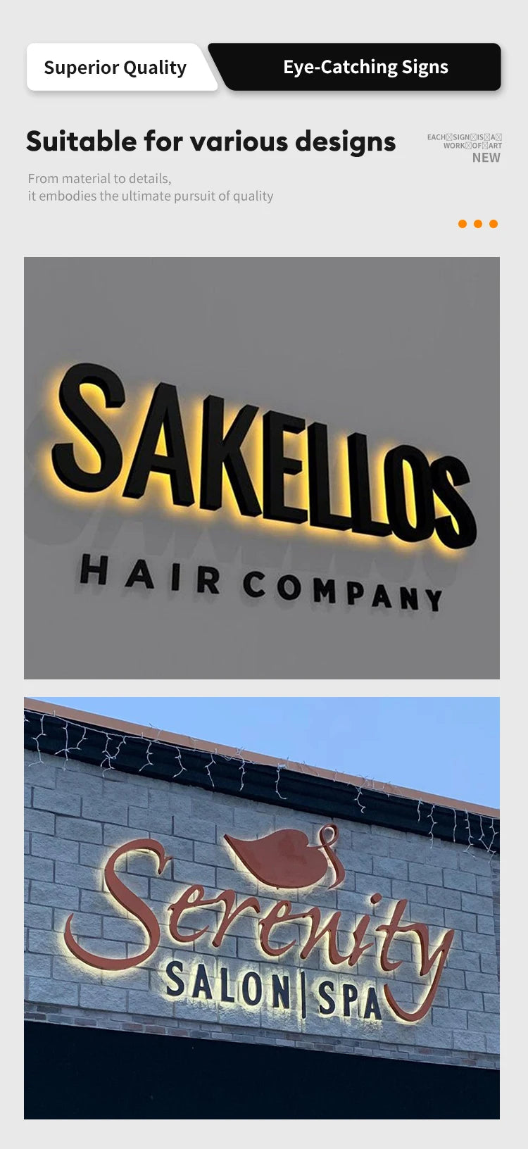 Custom and Contact Us 3D Led Business Signs Outdoor Led 3D Shops Signs for Business Indoor Metal Business Logo Signs