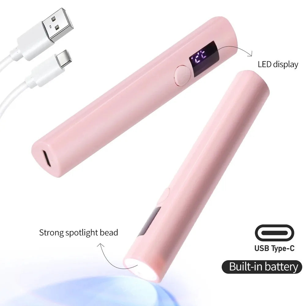 NEW Arrivals Portable Handheld Mini Nail Lamp For Gel Polish Quick Dry Flashlight Pen USB Rechargeable Nail Dryer Machine UV LED Nail Care Accessories Manicure Pedicure Tools
