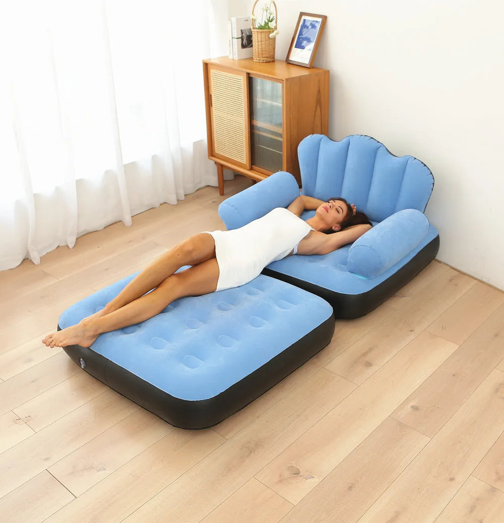 Low-Price Sales are Limited NEW Arrivals Inflatable Leisure Bean Bag Sofa, Lazy Couch Bag Chair Outdoor Camping Folding Lounger Bed Puff Up Seat, Pouf Bag, Tatami with Footstool Home Furniture Supplies