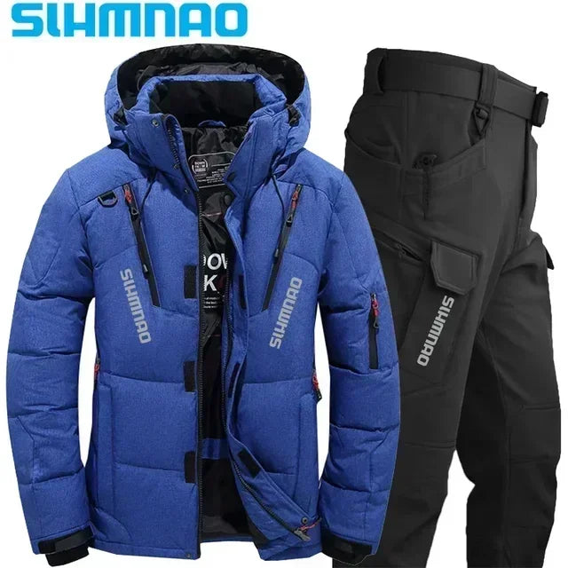 NEW M(50kg) - 4XL (100KG) 7 Colors -40* Degrees  Men's Goose Down Jacket and Tactical Pants, Winter Fishing Suit, Warm, Snow Skiing, Mountain Climbing, Hunting Sportswear