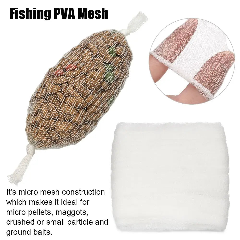 5M/20M Soluble PVA Mesh Refill Carp Fishing Feeder Fishing Lures Refill Rig Hook Bait Wrap Bags 25/37/44mm Bag Fishing Accessories