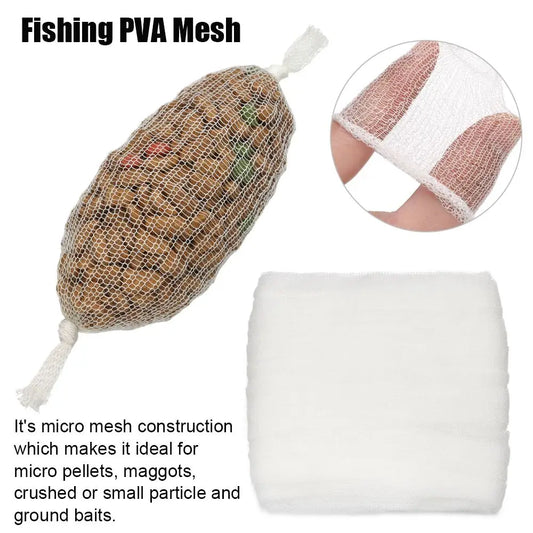 5M/20M Soluble PVA Mesh Refill Carp Fishing Feeder Fishing Lures Refill Rig Hook Bait Wrap Bags 25/37/44mm Bag Fishing Accessories