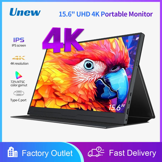 15.6 inch Portable Monitor IPS 4K  FHD 3840x2160 Extended Display Support HDMI Type-C for Xbox PS4/5 Office Work Game Mac Phone