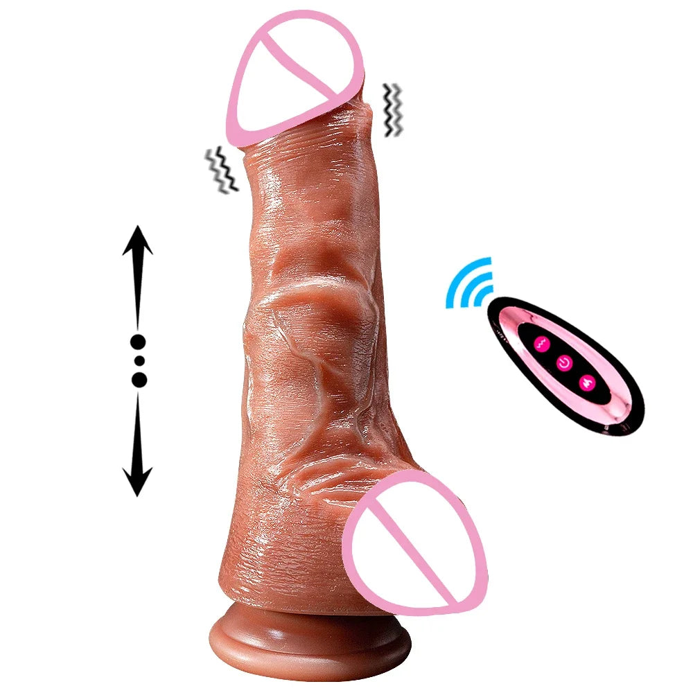Realistic Large Vibrator Dildo for Women with Heating and Thrusting Functions Realistic Penis Vibrator Anal Plug Penetration