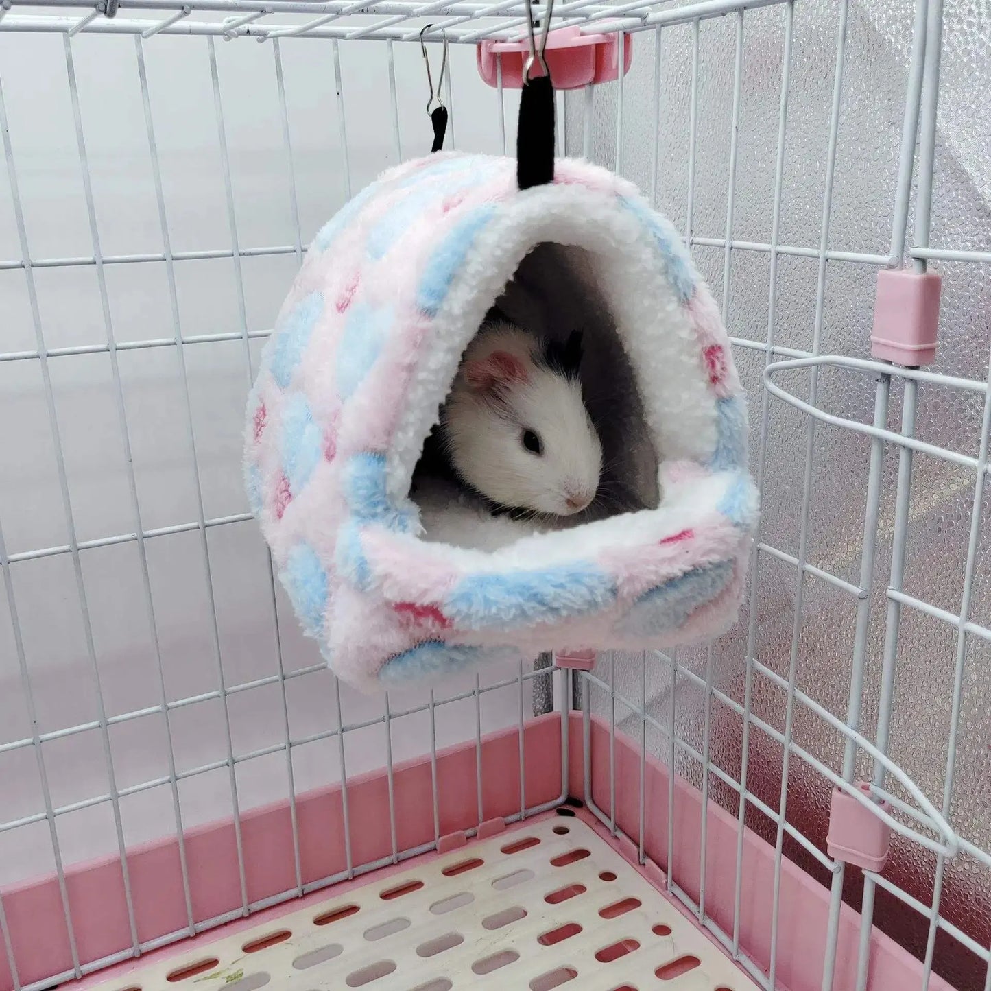 1PCS Coral Fleece Dot Printing Small Foam Pet House Hanging Hamster Bed With Zip For Small Animals Squirrel Parrot Cotton Nest