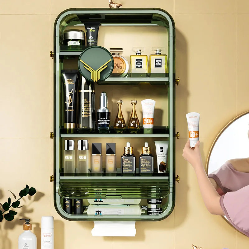Bathroom Wall Shelf Multifunctional Double-Layer Make Up Organizer Storage Rack  Plastic Desk Shelf Cosmetic Sundries Organizer