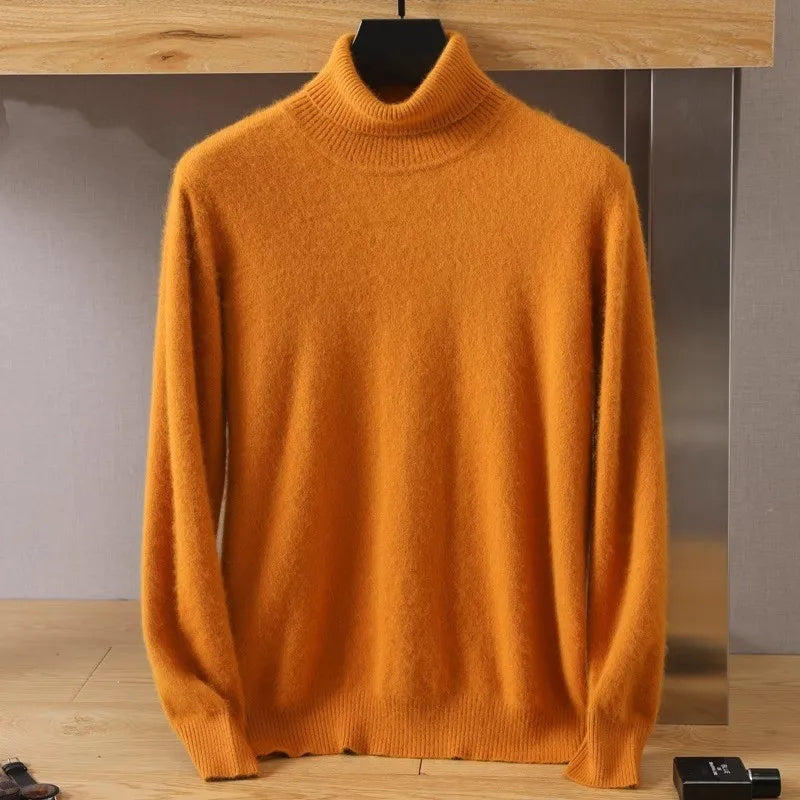 S-3XL Plus Size 5 Colors Women's Men's 100% Pure Mink Cashmere Sweater High Lapels Pullovers Knitted Winter New Tops Long Sleeve High-End Jumpers