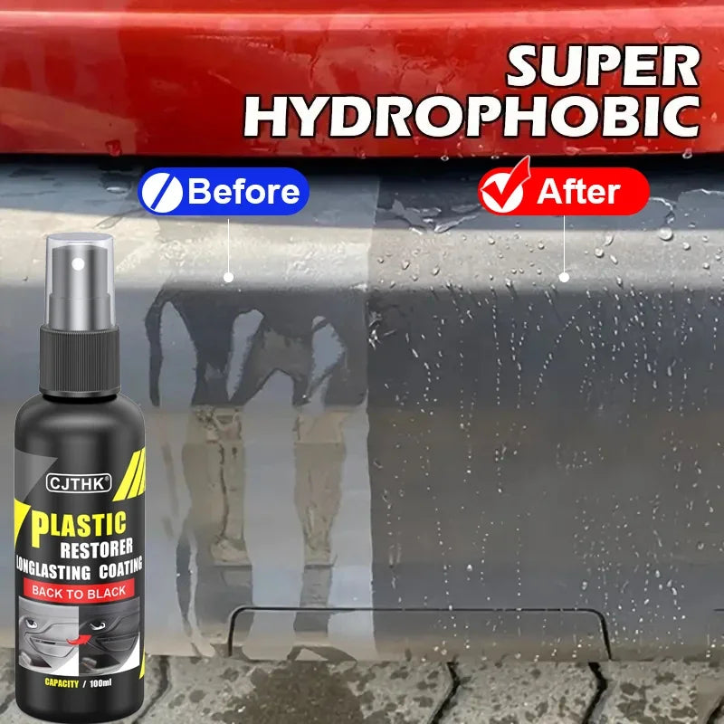 NEW Arrivals Car 300ML + Towel+ Sponge Set Plastic Restorer Back To Black Gloss Plastic Renovator Long Lasting Coating Leather Restore Auto Polish Cleaning Products Car Accessories