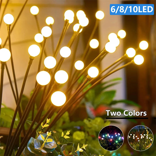 10 LED Solar Garden Lights Powered Firefly Lights Outdoor Garden Decoration Landscape Lights Firework Firefly Lawn Lamps