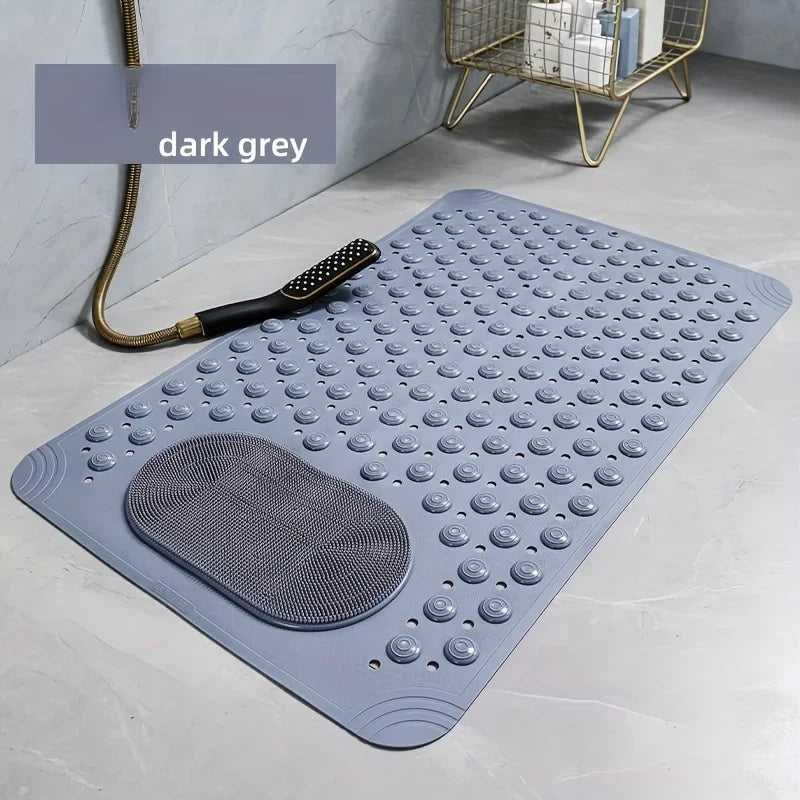 NEW 5 Colors Light Blue Non-Slip PVC Bath Mat - Rectangular Massage Nubs Shower and Bathroom Safety Rug - 0.8cm Thick, 2600g/m², Dot Pattern Home Supplies Bathroom Accessories