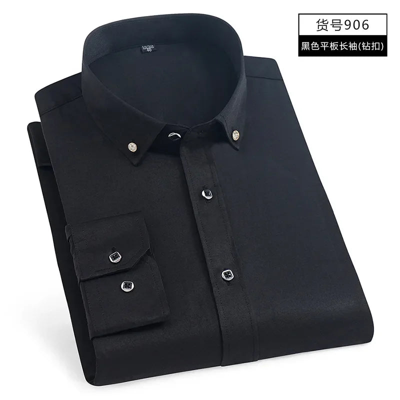 10 Colors S(60KG) 5XL(90KG) UK Plus Size New Men's Whit Shirt High End TikTok Popular Clothes Short Sleeve Long Sleeve Casual Suit Bottom Shirts
