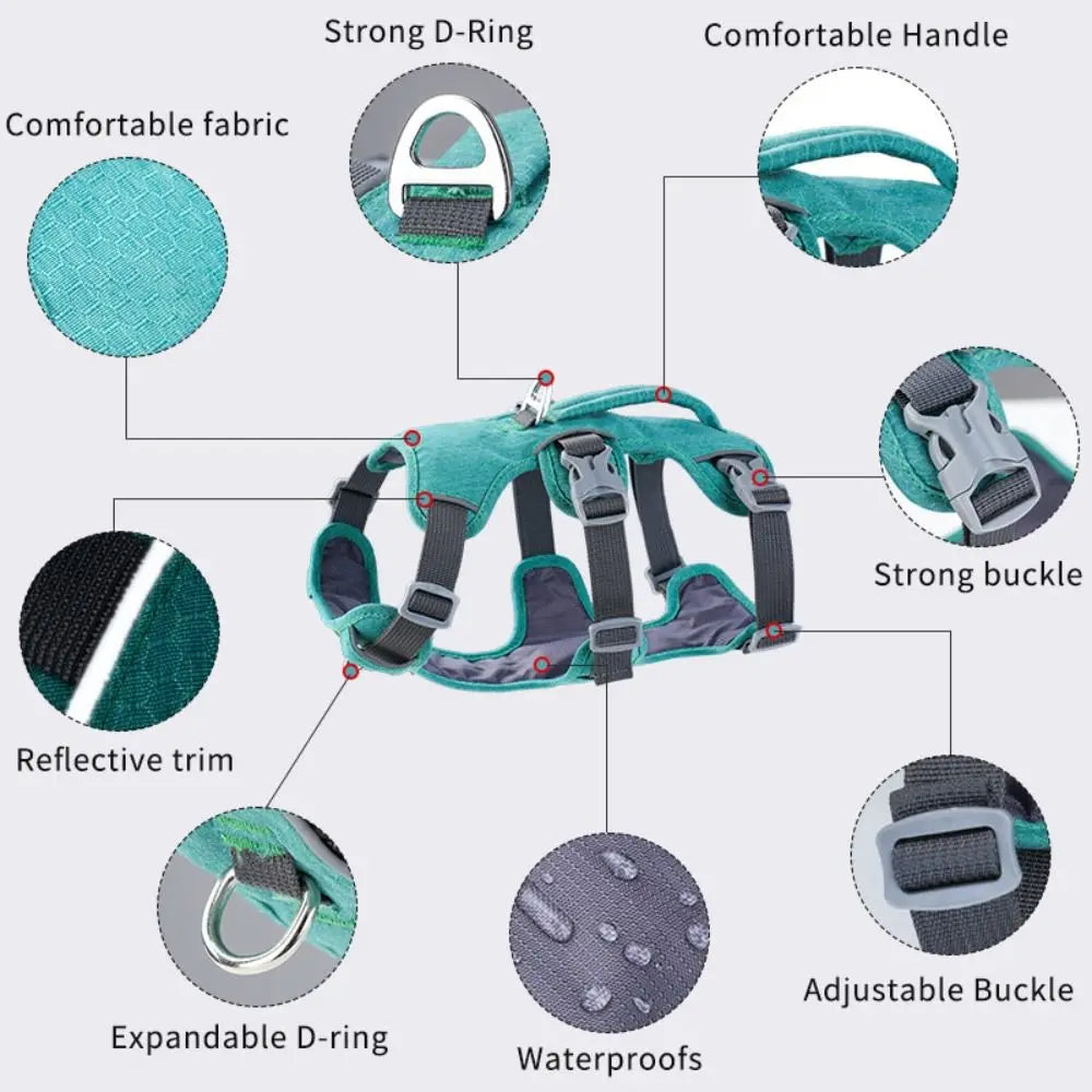 NEW Reflective Vest Dog Harness With Handle Escape Proof Reflective Pet Harness Shock-Absorbing Breathable Pet Vest