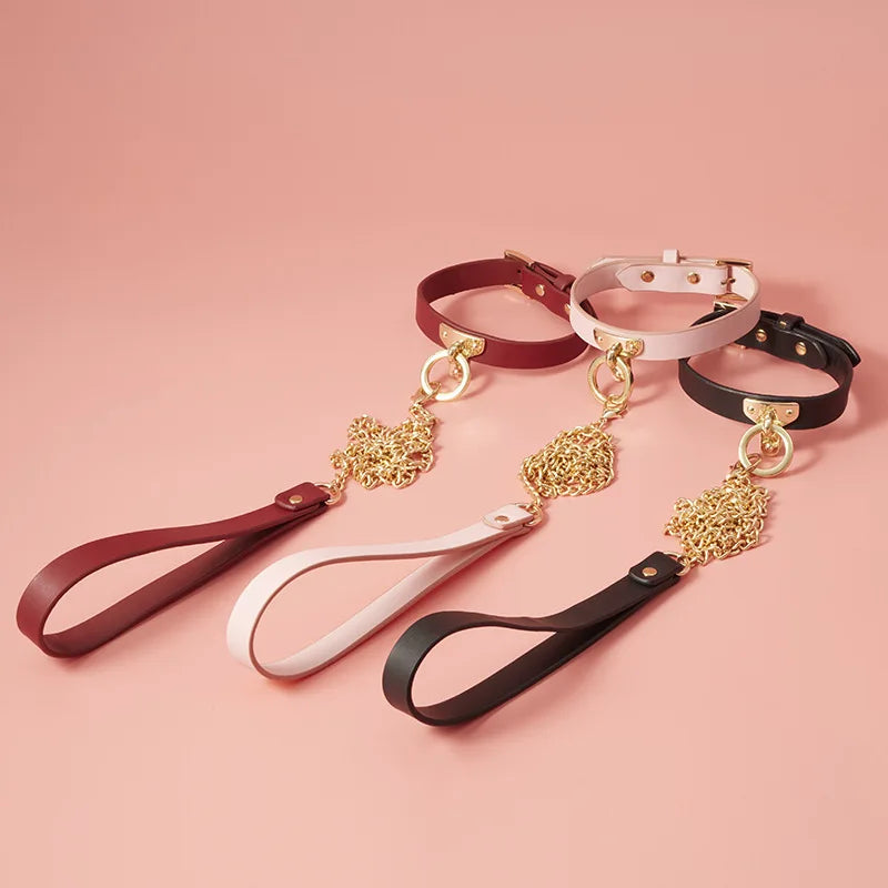 Couple SM Leather Genuine Cowhide Dog Slave Neck And Neck Collar Harness Sex Bondage Eroties Games Set Sadomasochism Accessories