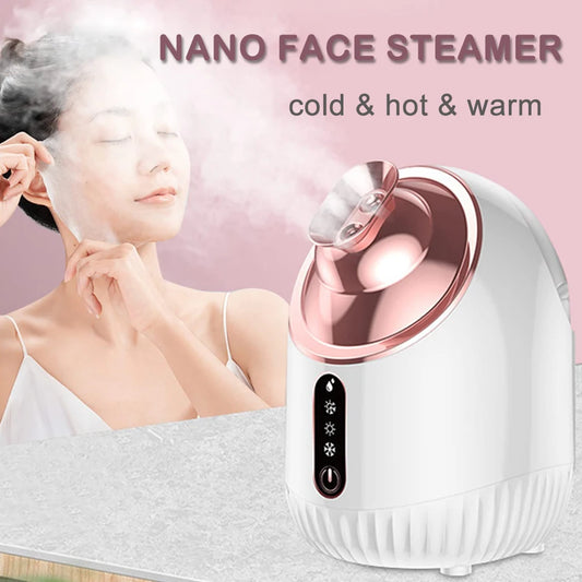 NEW Arrivals HOT SALE SPA Face Steamer Nano Mist Sprayer Facial Steamer Cold & Hot Nebulizer Facial Sauna Humidifier For Pores Cleansing Moisturizing Ladies Beauty Salon Spa Supplies