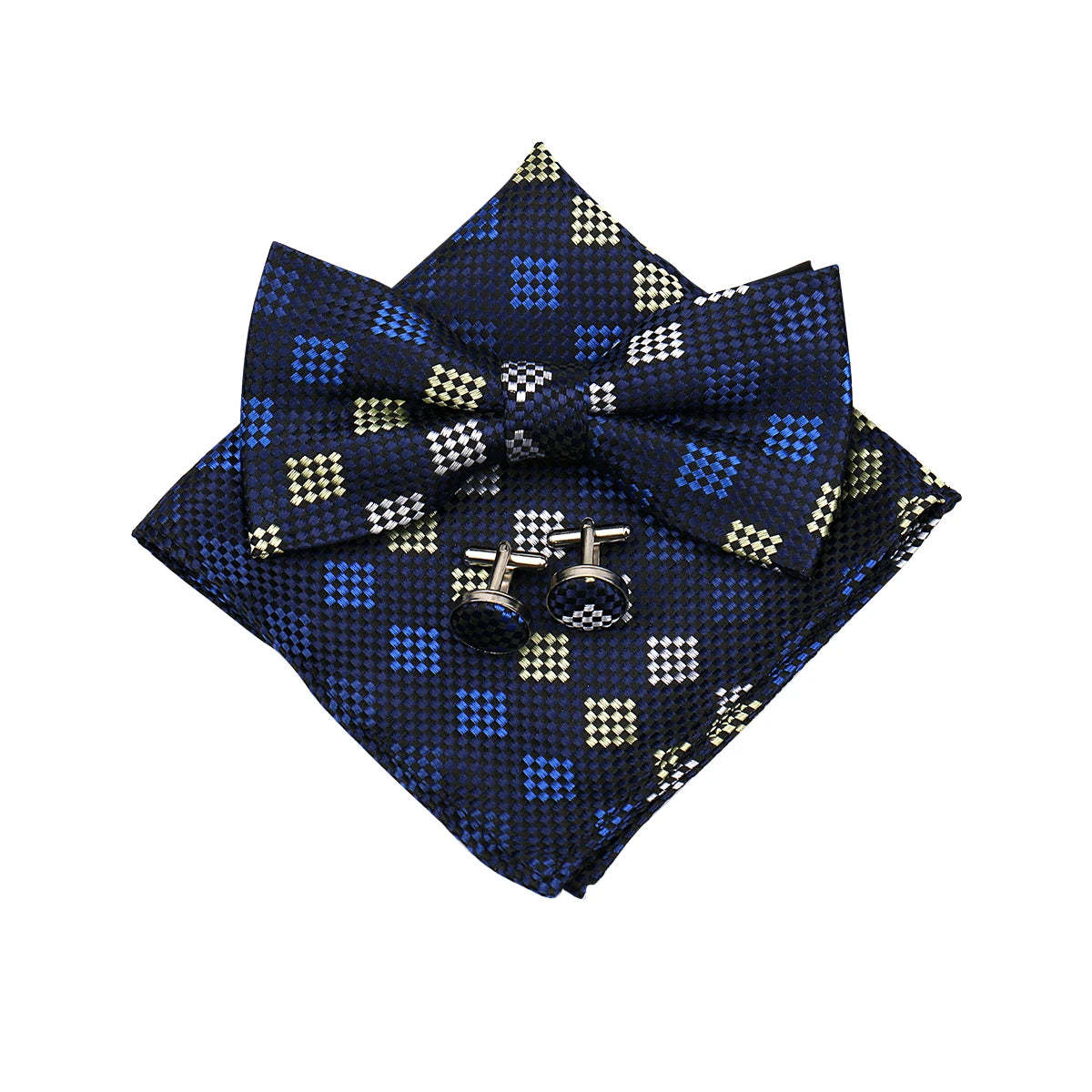 3 PCS Set 55 Colors Luxury Paisley Bowtie Suit Man Bow Tie Pocket Square Cufflinks Wedding Bowknot Accessories Butterfly Neckwear Adjustable Adult Ties