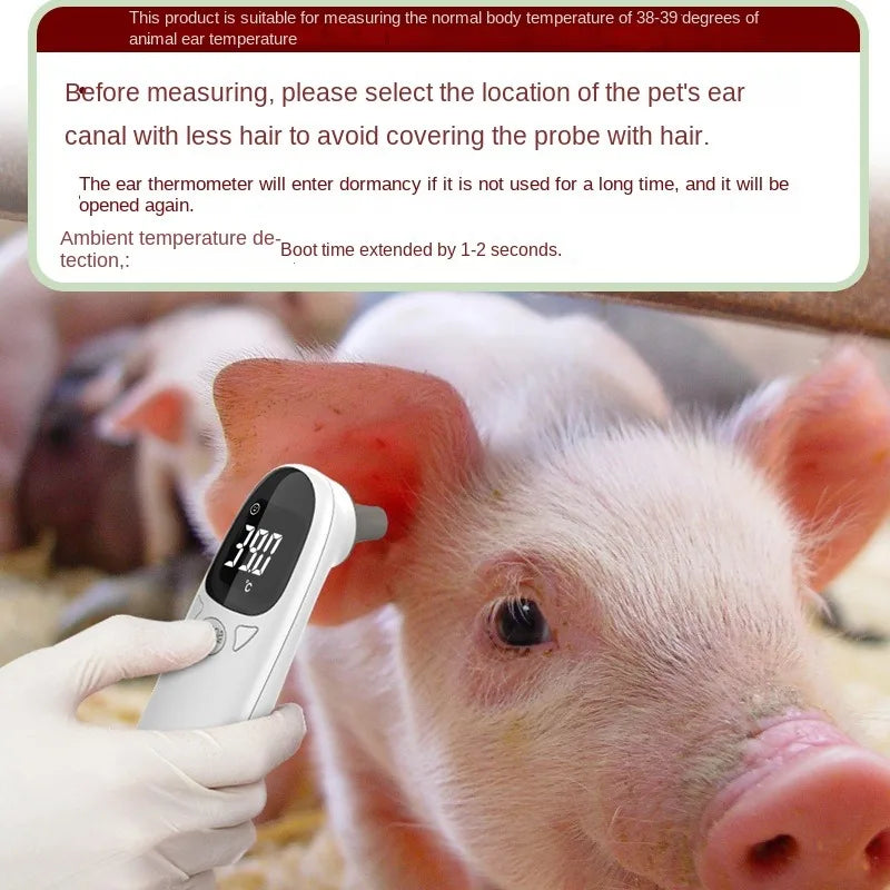 Dog Ear Temperature Monitor Pet Thermometer Non-Contact Electronic Thermometer for Pet Ear Canal Measurement in 1 Second