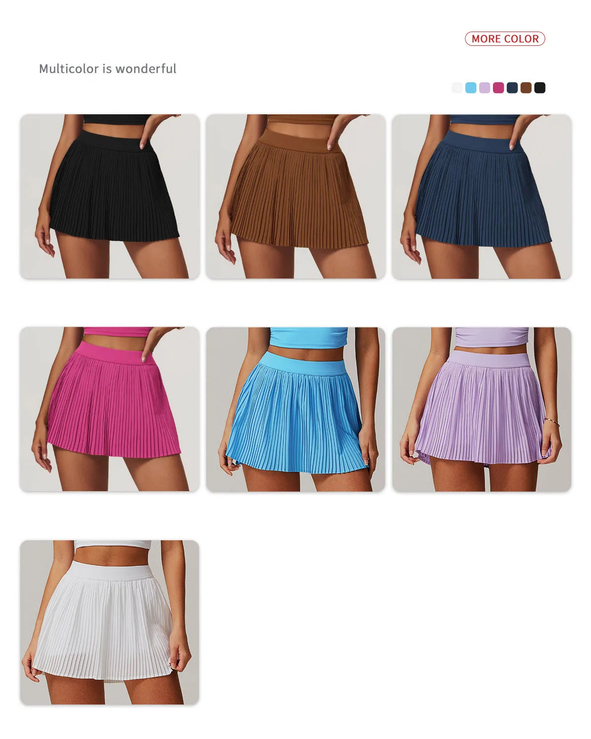 NEW Arrivals High Waisted Sports Short Skirts Women's Fitness Yoga Quick Drying A-line Tennis Skirts Gym Workout Anti Glare Lined Skirts Sports Fashion Clothing Supplies