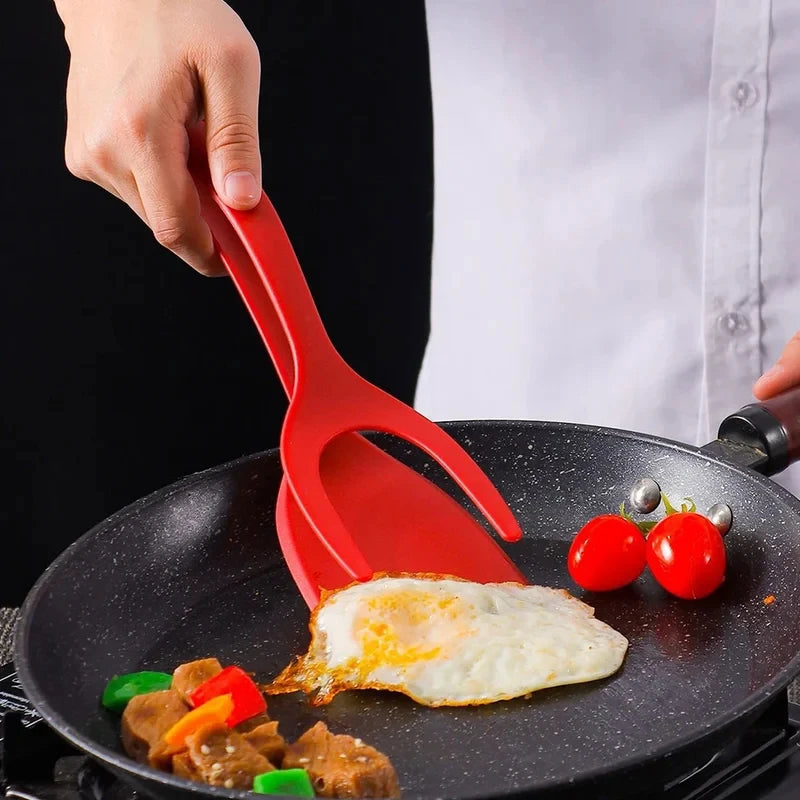 4 PCS Set 5 Colors  Egg Flipper Spatula Grip And Flip Spatula Tongs Silicone Egg Flipper Tool Fish French Toast Tongs Non-Stick Cooking Accessories Kitchenware Tools