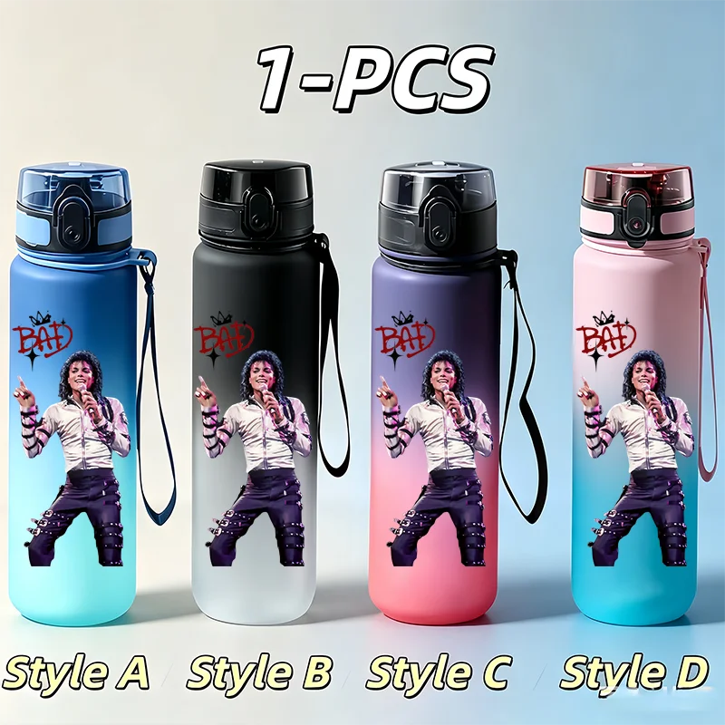 Michael Jackson Fans Character 650ml NEW Cool Gradient Water Cup, Vacation Gift, Portable Outdoor Travel Running Gym Cycling Water Bottle Sports Accessories Gifts