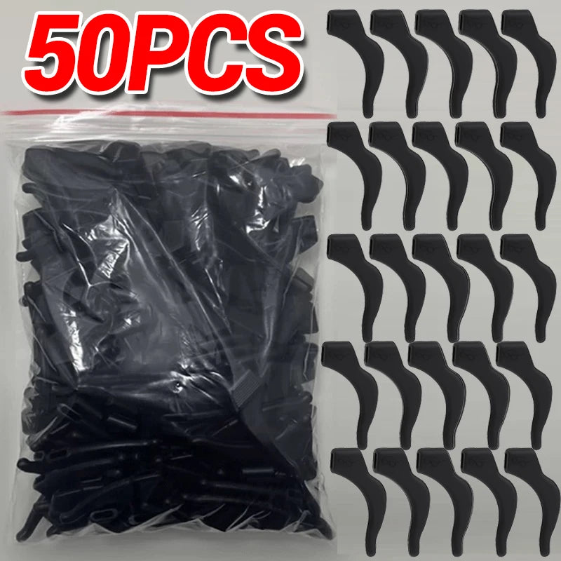 100 PCS Set Anti-Slip Silicone Ear Hooks Glasses Eyeglasses Leg Elastic Ear Grip Stopper Bracket Fastener Accessories Temple Anti-Fall Eyewear Holder Women Men Optical Accessories