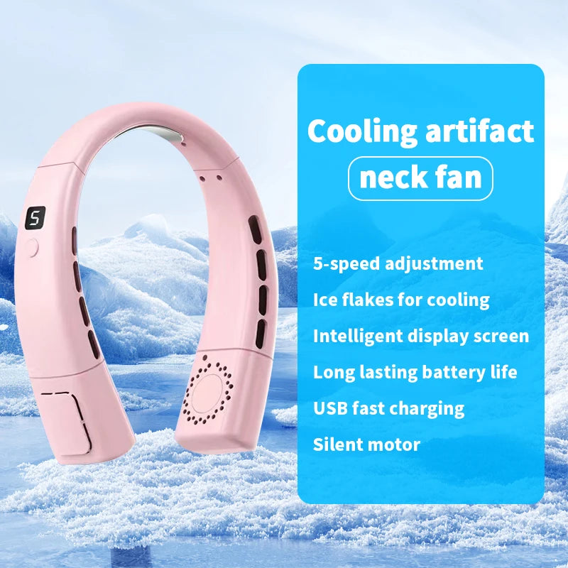 4 Colors Neck Powerful Fan, Neck Cooling Device, Strong Wind  Noiseless Quiet, Long Battery Life, Summer Cooling Must-Have Item
