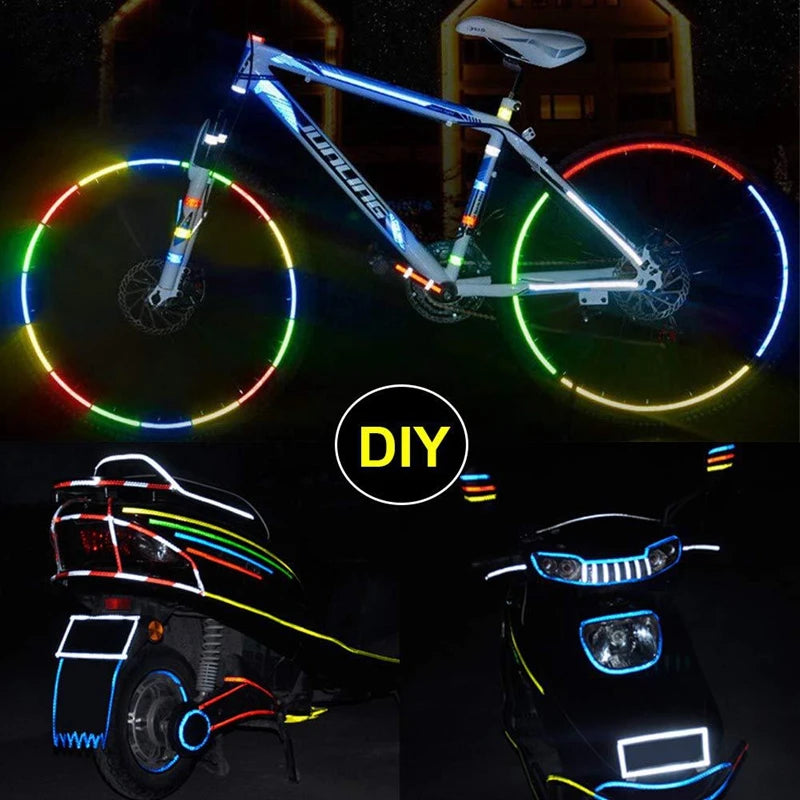 8meters Bicycle Wheels Reflect MTB Bike Reflective Sticker Strip Tape For Cycling Warning Safety Bicycle Wheel Decor