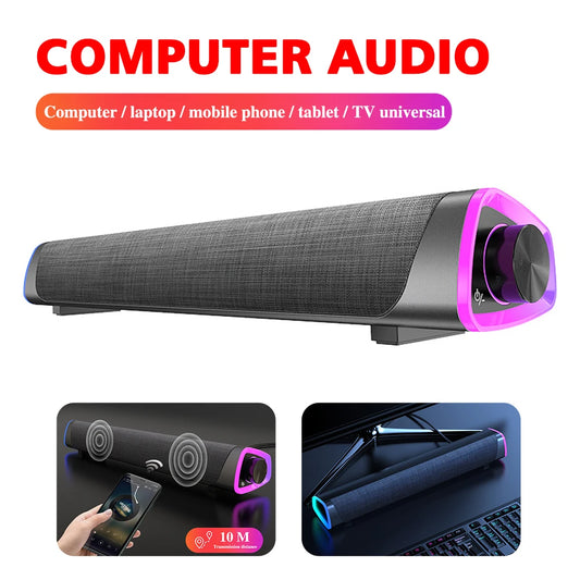 NEW Arrivals 3D Computer Speaker Bar Stereo Sound Subwoofer Bluetooth Dual Speakers Music Player Wired Loudspeaker For Laptop PC Notebook Computer Accessories Electronics Supplies