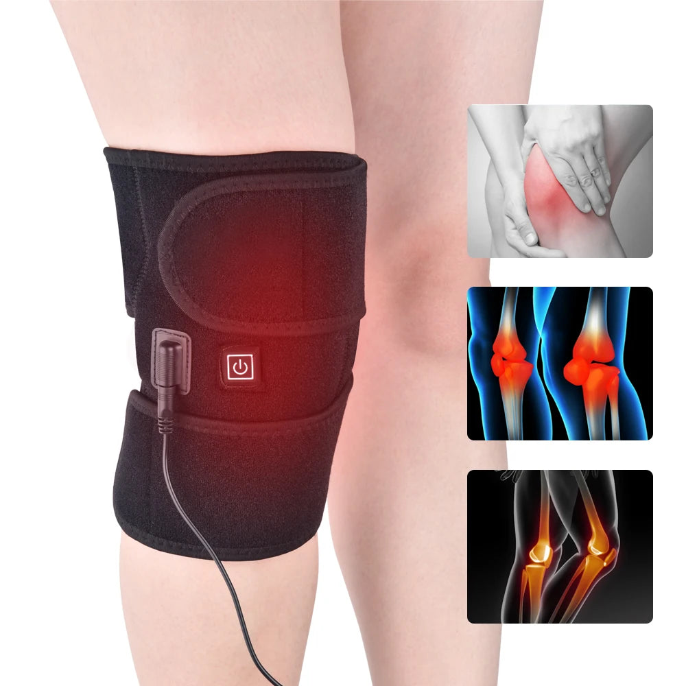 1 Pair Heated Knee Brace Wrap Heating Pad Knee Heating USB Electric Heat Pad 3 Adjustable Leg Warmer Belt for Men Women Arthritis Joint Pain Relief Perfect for Runners Cyclist Sports Injuries