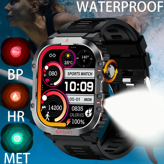 New  GPS Tracker Smart Watch For Women Men Military Amole Flashlight Waterproof Outdoor Sport Bluetooth Call Smartwatch Smart Band