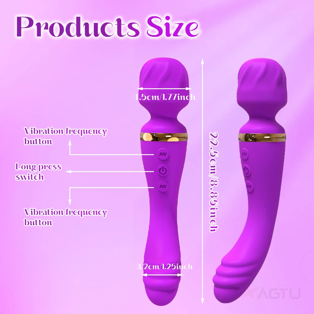 20 Modes Magic Wand AV Vibrator Female Nipple Clitoral Stimulator G Spot Massager Masturbation Adult Goods Sex Toys for Women