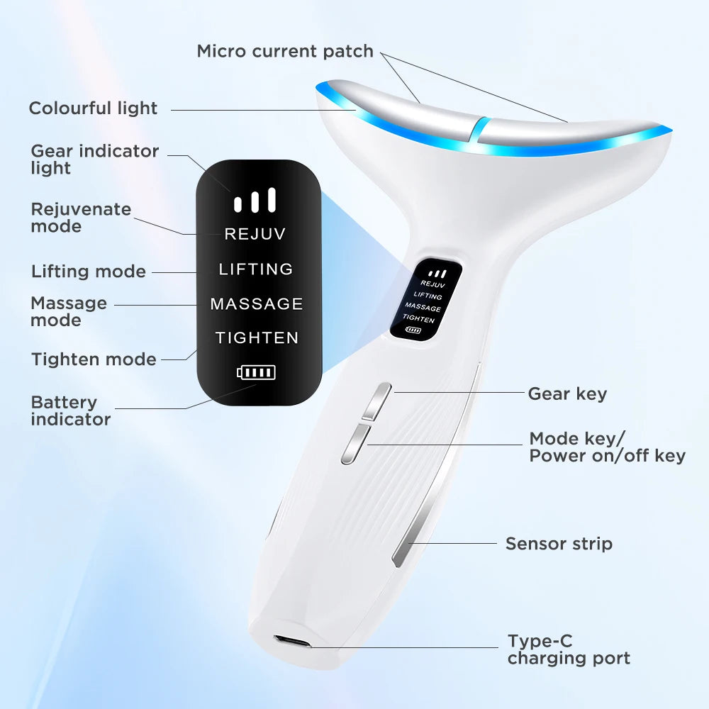 EMS Facial Lifting Device Neck Face Eye Massager Face Slimming Beauty Skin Phototherapy Machine Anti Aging Reduce Double Chin