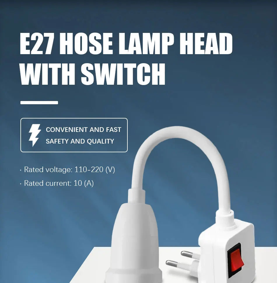 NEW Arrivals 5-10 PCS Set E27 Screw Socket Flexible Tube Lamp Holder, Bulb Holder for Wall Mounted Lamps, Rotatable European Style Plug with Switch Base for Home Living Room Bedroom