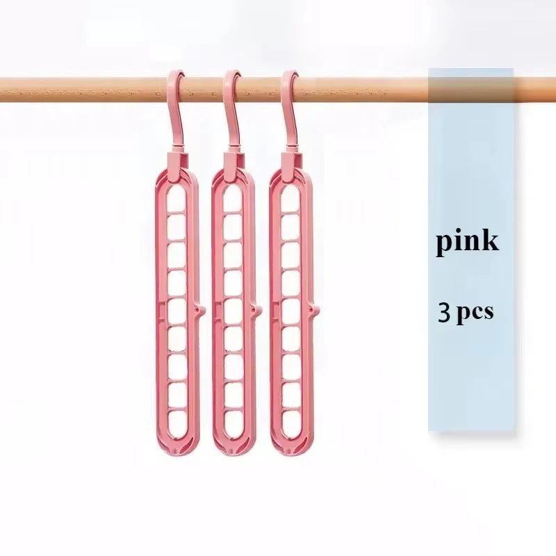 5 PCS Set 9-Hole Clothes Hanger Organizer Wardrobe Space Saving Storage Hanger for Clothes Folding Magic Hangers Closet Drying Racks Home Clothing Accessories