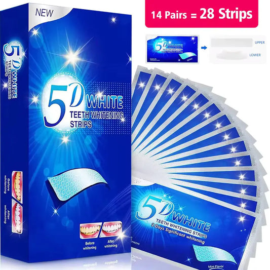 NEW 14/28 Pairs Teeth Brightening Strips for Teeth, 5D/9D Whitener Strips Reduced Sensitivity White Strips for Teeth Whitening Personal Care Accessories Dental Supplies