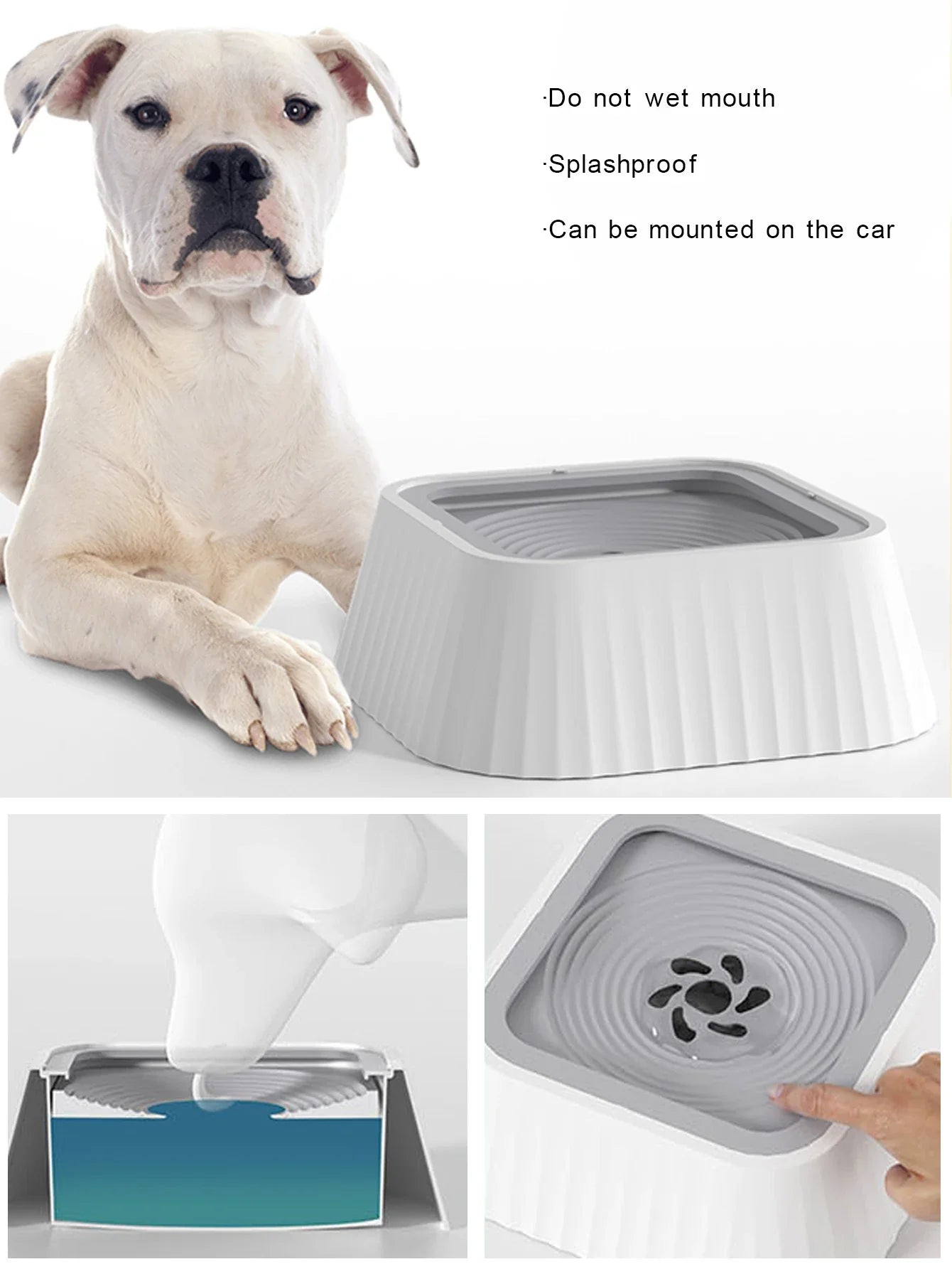 Pet Water Fountain with Floating Plates No Spill Dog Water Bowl Clean Drinking Slow Feeder Anti-Splash Pet for Dogs for Pet