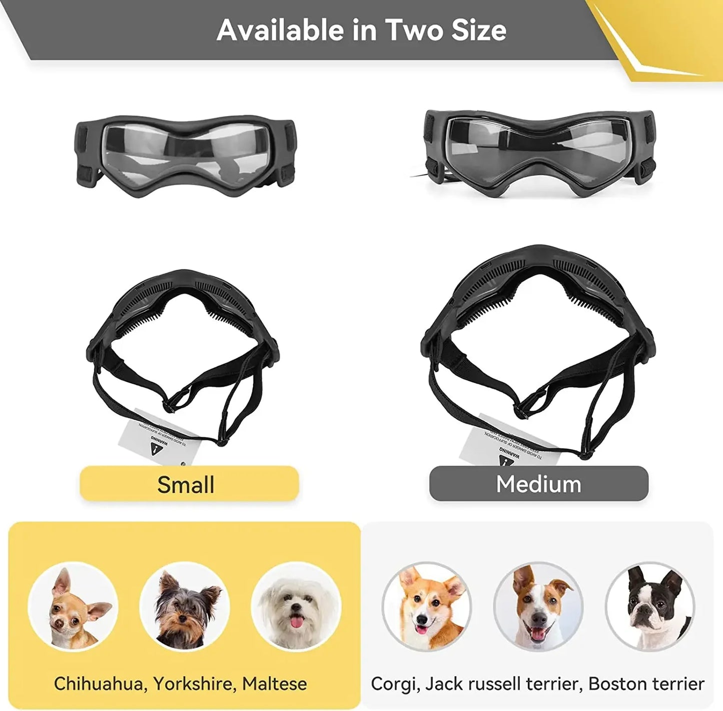 Dog Goggles Small Breed, Dog Sunglasses for Small Breed UV Protection Eyewear for Small Dog puppy Outdoor Riding Driving